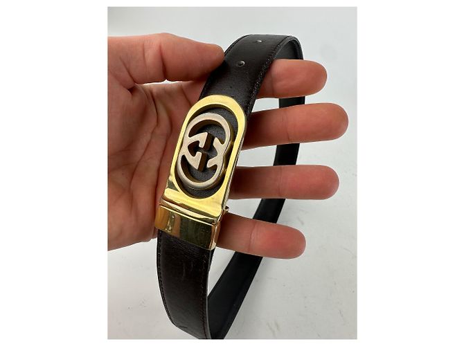 Vintage Gucci GG Ledergürtel braun - Ansicht 3