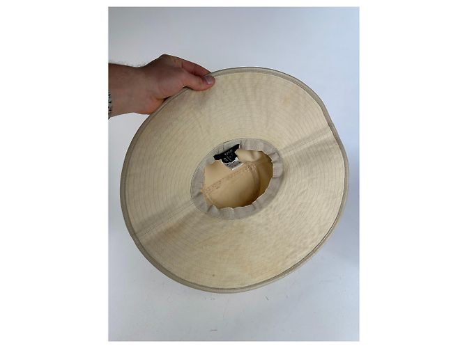 Cappello a tesa larga con fascia di piume Gucci vintage beige e marrone M - vista 6