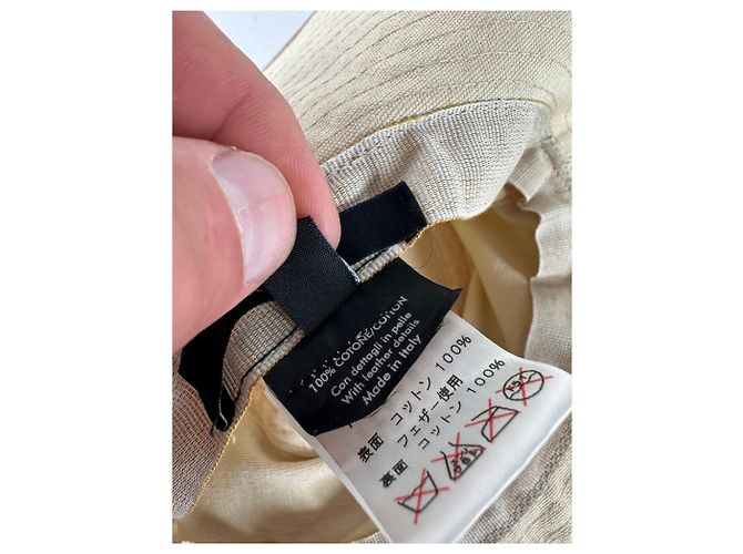 Cappello a tesa larga con fascia di piume Gucci vintage beige e marrone M - vista 9