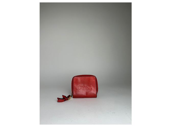Chloé Vintage Chloe Leather Wallet / Card Holder Red - view 12