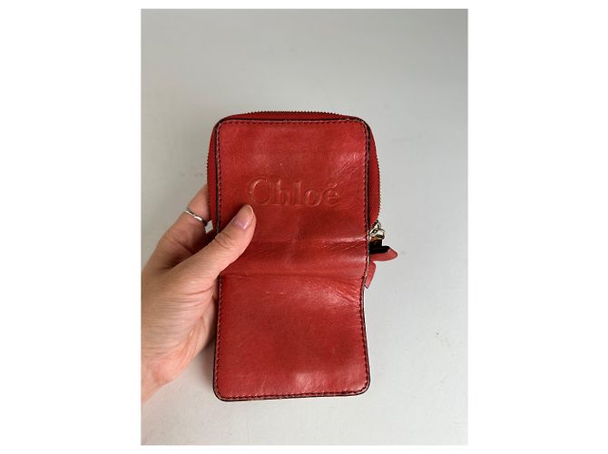 Chloé Vintage Chloe Leather Wallet / Card Holder Red - view 8