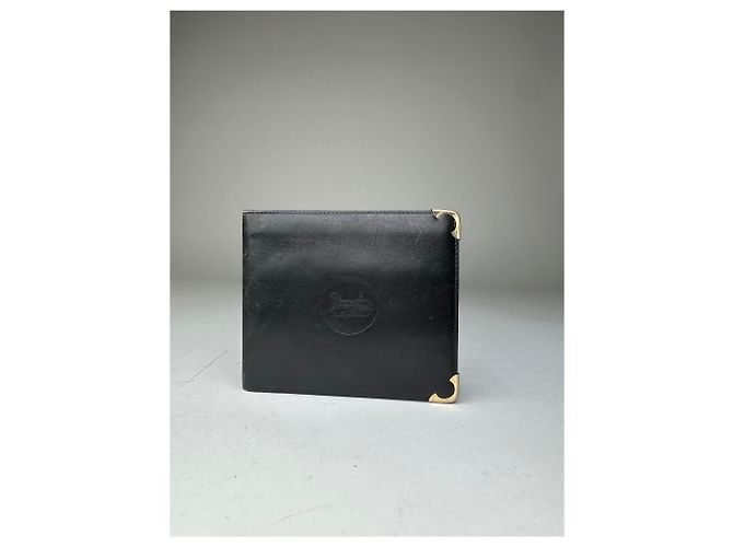 Triomphe Céline Vintage Celine Paris Calèche Smooth Leather Bifold Wallet Black - view 2