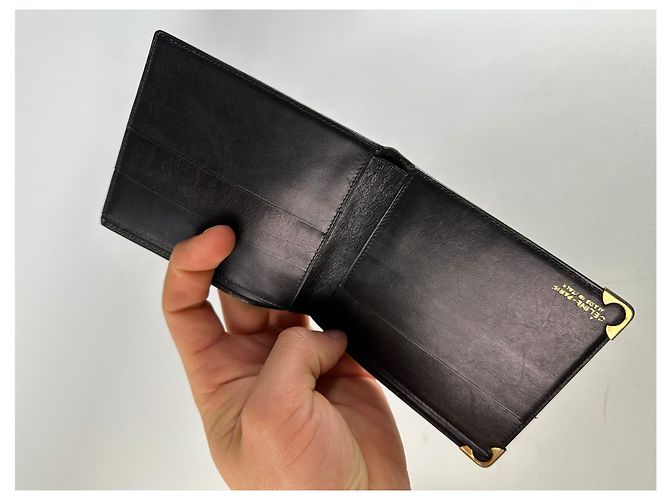 Triomphe Céline Vintage Celine Paris Calèche Smooth Leather Bifold Wallet Black - view 4