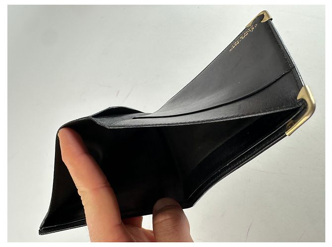 Triomphe Céline Vintage Celine Paris Calèche Smooth Leather Bifold Wallet Black - view 6