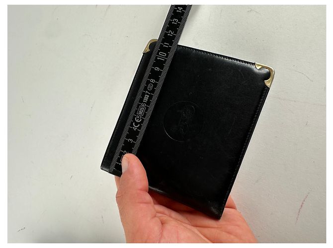 Triomphe Céline Vintage Celine Paris Calèche Smooth Leather Bifold Wallet Black - view 7