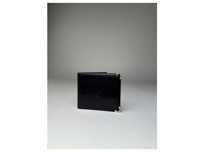 Triomphe Céline Vintage Celine Paris Calèche Smooth Leather Bifold Wallet Black - view 9