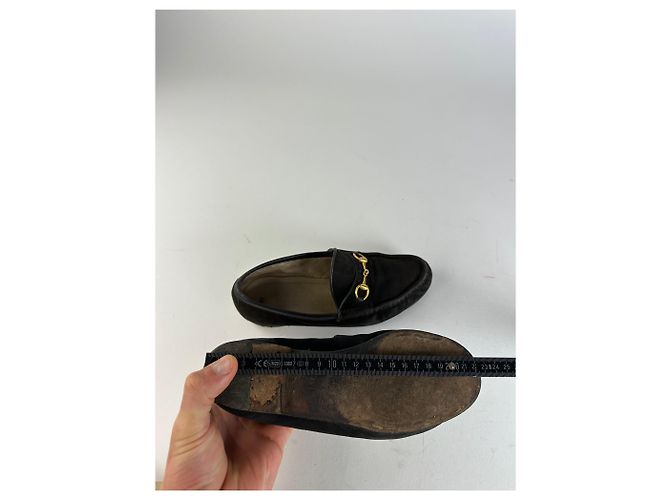 Vintage Gucci Wildleder Slipper mit Pferdebit schwarz - Ansicht 12