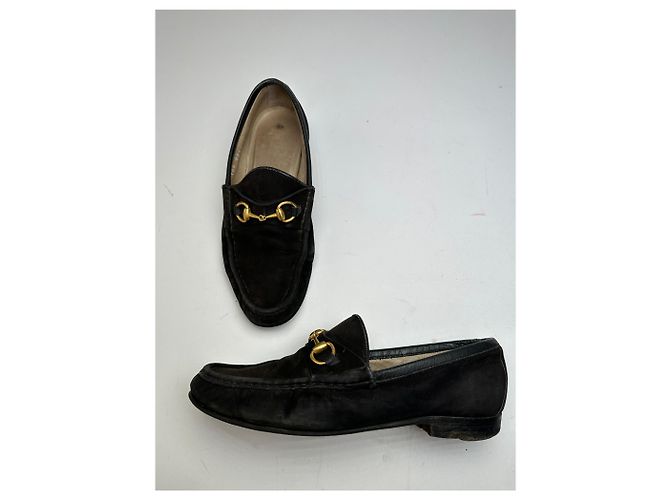 Vintage Gucci Wildleder Slipper mit Pferdebit schwarz - Ansicht 13
