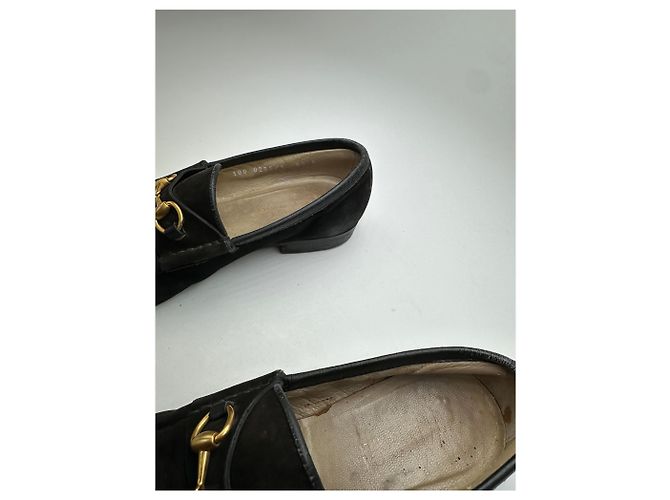 Vintage Gucci Wildleder Slipper mit Pferdebit schwarz - Ansicht 4