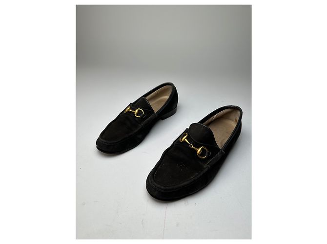Vintage Gucci Wildleder Slipper mit Pferdebit schwarz - Ansicht 8