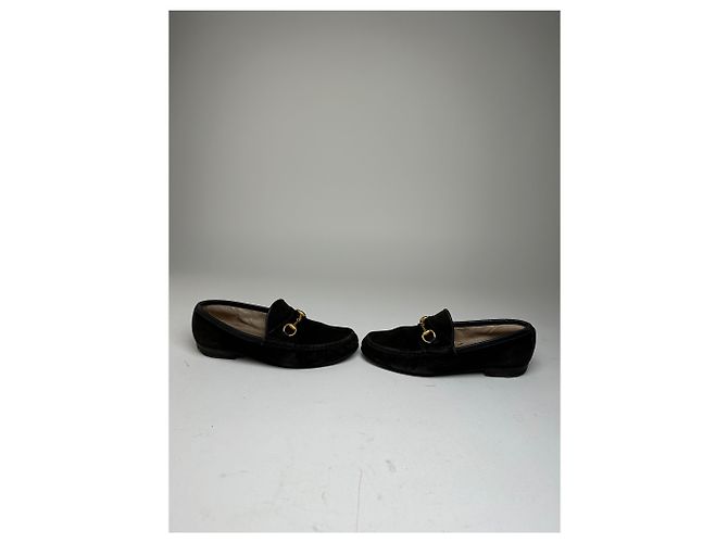 Vintage Gucci Wildleder Slipper mit Pferdebit schwarz - Ansicht 9