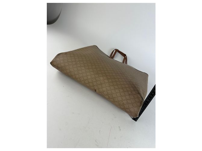 Céline Vintage Celine Paris Triomphe Monogramm Canvas Leder Tote Bag Beige Braun - Ansicht 12
