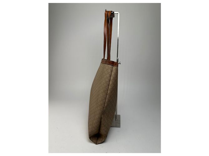 Céline Vintage Celine Paris Triomphe Monogramm Canvas Leder Tote Bag Beige Braun - Ansicht 8