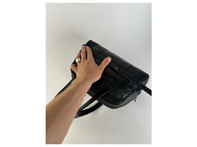 Vintage Givenchy 4G geprägte Leder Bowling-Handtasche schwarz - Ansicht 10
