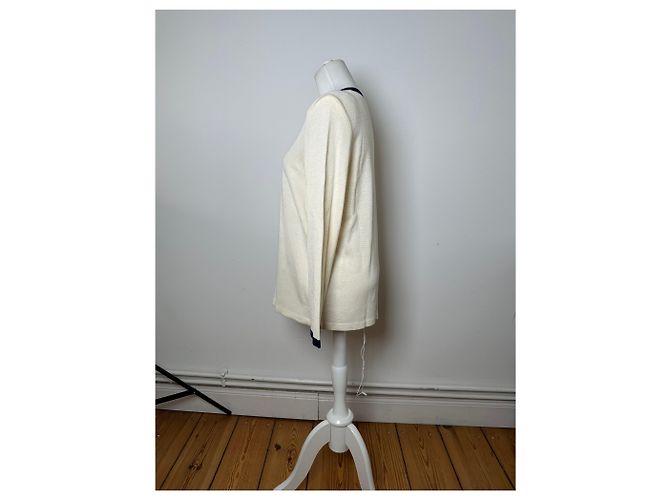 Vintage Yves Saint Laurent Wollpullover Creme Marine M Beige - Ansicht 3