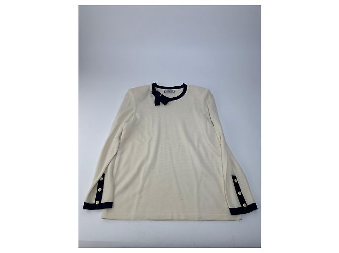 Vintage Yves Saint Laurent Wollpullover Creme Marine M Beige - Ansicht 5