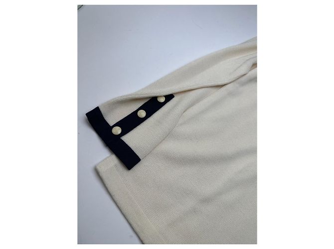 Vintage Yves Saint Laurent Wollpullover Creme Marine M Beige - Ansicht 6
