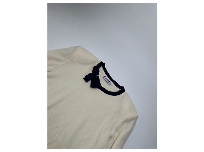 Vintage Yves Saint Laurent Wollpullover Creme Marine M Beige - Ansicht 7