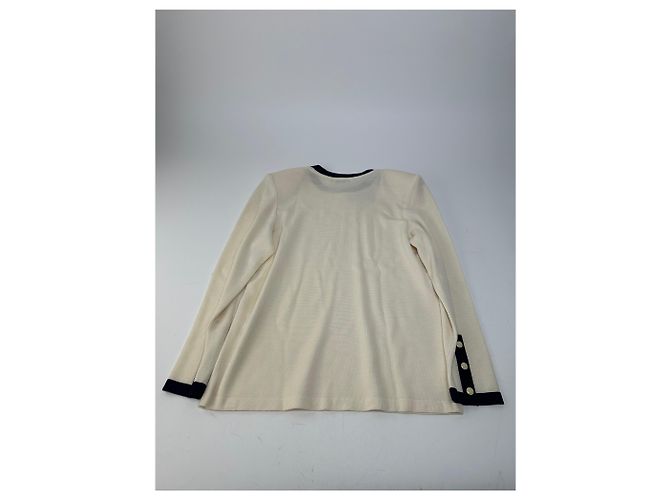 Vintage Yves Saint Laurent Wollpullover Creme Marine M Beige - Ansicht 8