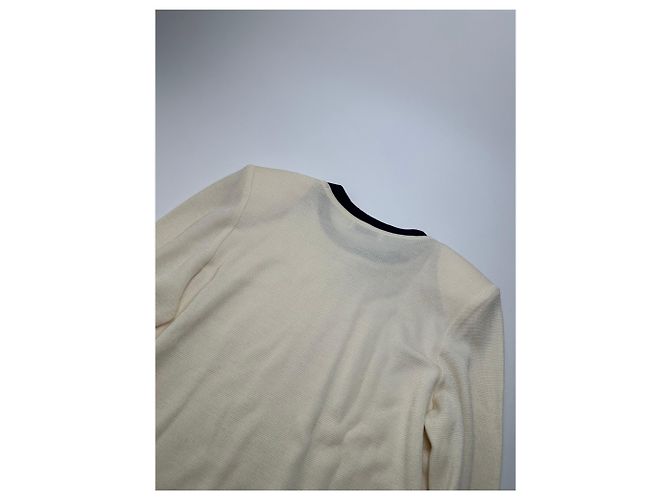 Vintage Yves Saint Laurent Wollpullover Creme Marine M Beige - Ansicht 9