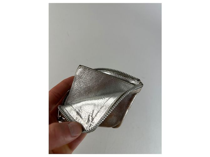 Comme Des Garcons Vintage Comme Des Garçons Silver Edge Leather Zip Card Holder Silver Bronze - view 3