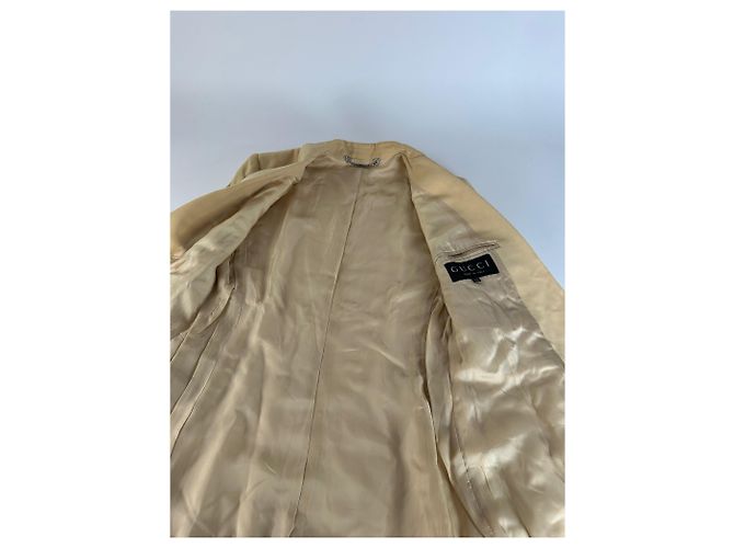 Vintage Gucci Viskose Longline Blazer Beige IT42 - Ansicht 10