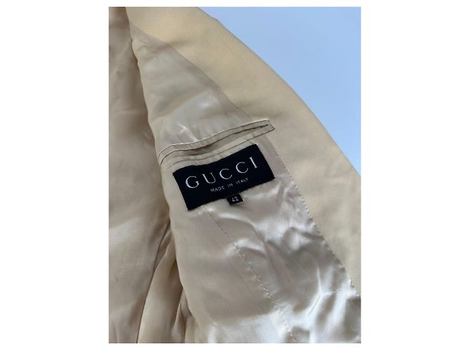 Vintage Gucci Viskose Longline Blazer Beige IT42 - Ansicht 11