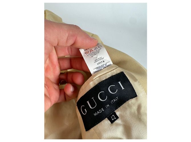 Vintage Gucci Viskose Longline Blazer Beige IT42 - Ansicht 13