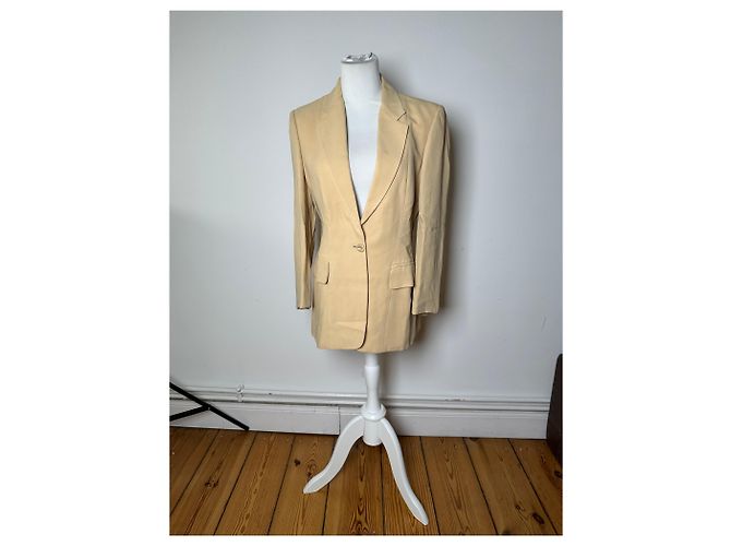 Vintage Gucci Viskose Longline Blazer Beige IT42 - Ansicht 14