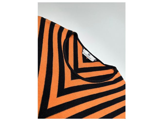 Top senza maniche a righe a zigzag vintage Givenchy arancione e nero M - vista 6