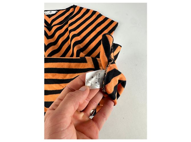 Top senza maniche a righe a zigzag vintage Givenchy arancione e nero M - vista 7