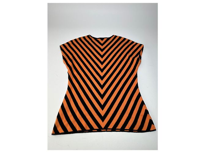 Top senza maniche a righe a zigzag vintage Givenchy arancione e nero M - vista 9