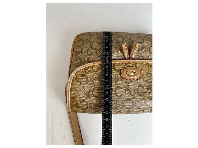 Céline Vintage Celine Paris C Macadam Monogramm beschichtete Canvas Schultertasche Beige Braun - Ansicht 10