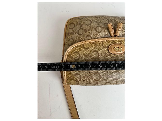 Céline Vintage Celine Paris C Macadam Monogramm beschichtete Canvas Schultertasche Beige Braun - Ansicht 11