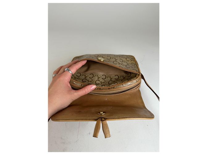Céline Vintage Celine Paris C Macadam Monogramm beschichtete Canvas Schultertasche Beige Braun - Ansicht 12