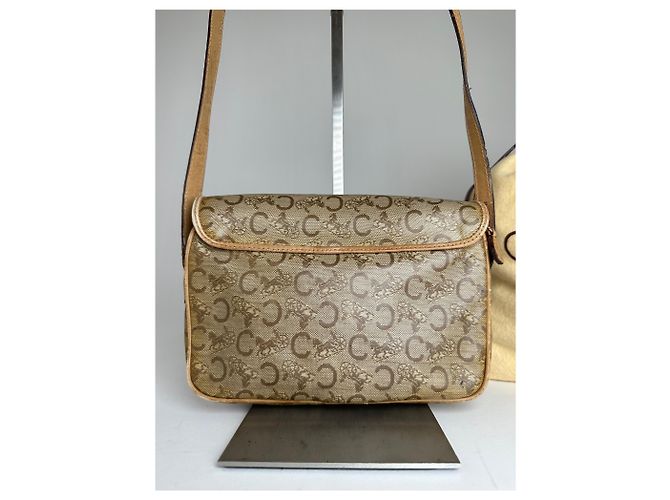 Céline Vintage Celine Paris C Macadam Monogramm beschichtete Canvas Schultertasche Beige Braun - Ansicht 15