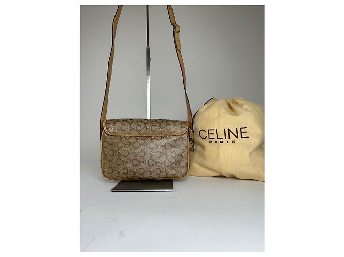 Céline Vintage Celine Paris C Macadam Monogramm beschichtete Canvas Schultertasche Beige Braun - Ansicht 2