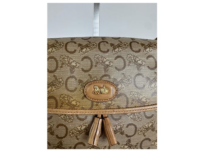 Céline Vintage Celine Paris C Macadam Monogramm beschichtete Canvas Schultertasche Beige Braun - Ansicht 3