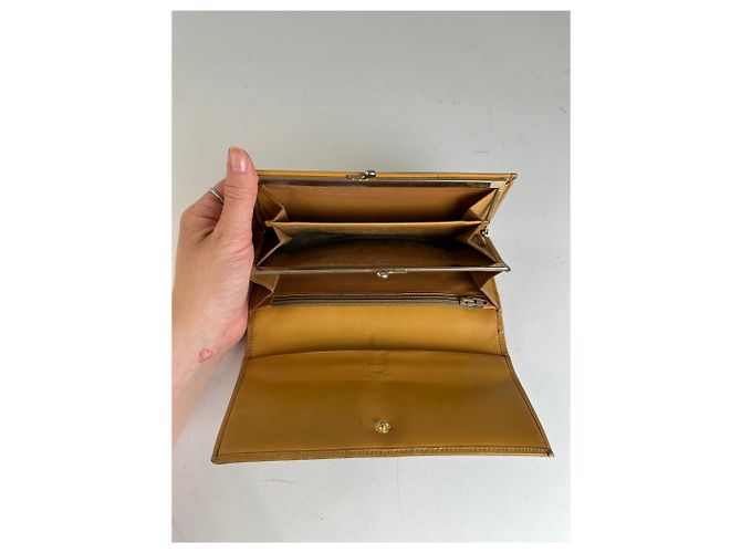 Céline Vintage Celine Paris Macadam Triomphe Monogram Coated Canvas Long Wallet Brown Tan - view 5