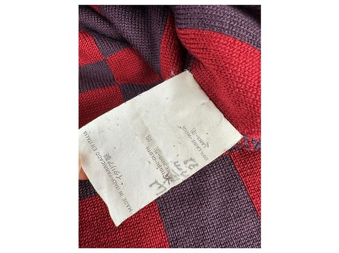 Vintage Givenchy 4G Logo Strickpullover mit Stehkragen gestreift in Rot und Lila M - Ansicht 11
