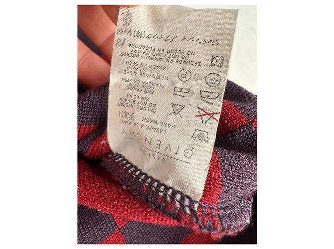 Vintage Givenchy 4G Logo Strickpullover mit Stehkragen gestreift in Rot und Lila M - Ansicht 12