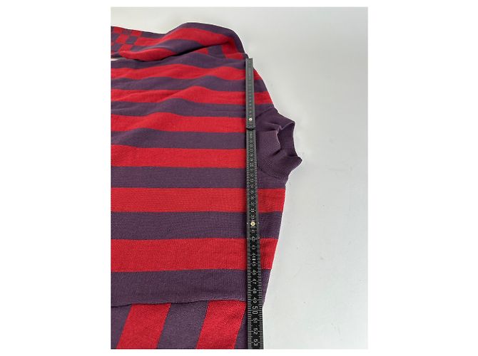 Vintage Givenchy 4G Logo Strickpullover mit Stehkragen gestreift in Rot und Lila M - Ansicht 8