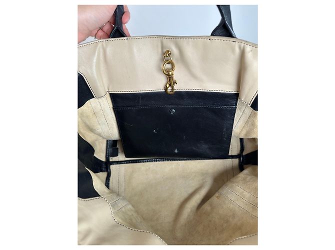 Chloé Vintage Chloe Leder Tote Bag Nude Schwarz Beige - Ansicht 12