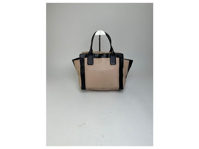 Chloé Vintage Chloe Leder Tote Bag Nude Schwarz Beige - Ansicht 14