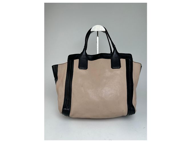 Chloé Vintage Chloe Leder Tote Bag Nude Schwarz Beige - Ansicht 2
