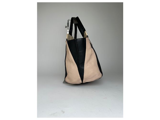 Chloé Vintage Chloe Leder Tote Bag Nude Schwarz Beige - Ansicht 3