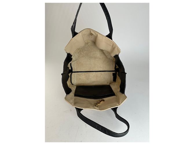 Chloé Vintage Chloe Leder Tote Bag Nude Schwarz Beige - Ansicht 4