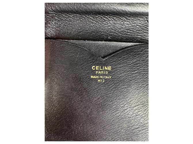 Céline Vintage Celine Triomphe Embossed Leather Bifold Wallet Black - view 5