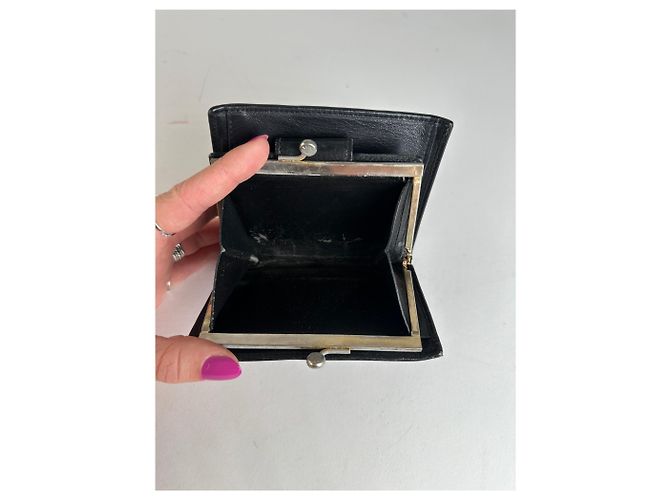Céline Vintage Celine Triomphe Embossed Leather Bifold Wallet Black - view 7