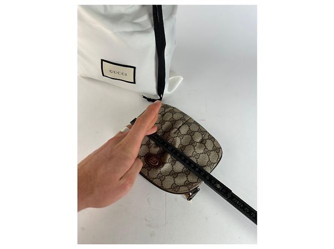 Mini Pochette Vintage Gucci GG Supreme in Tela Beige Marrone - vista 10